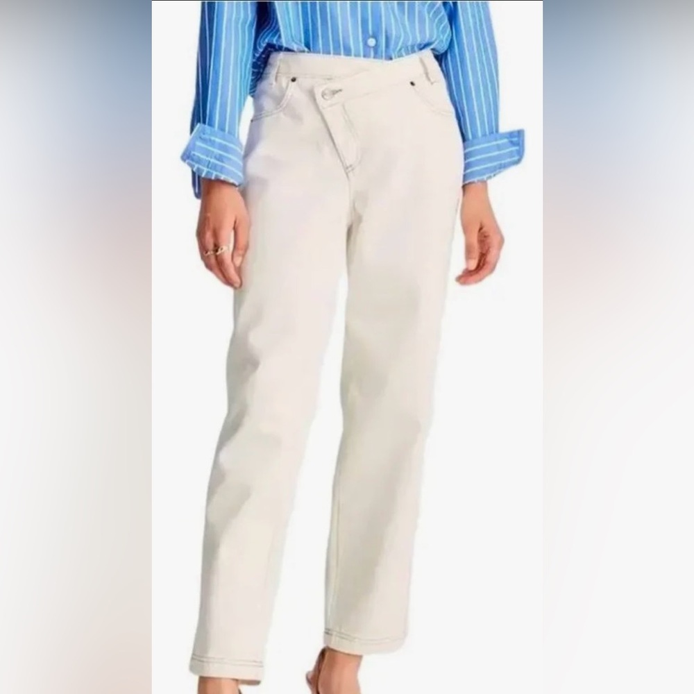 Future Collective | Kahlana Brown High Rise Overlap Waist Straight Leg Jeans